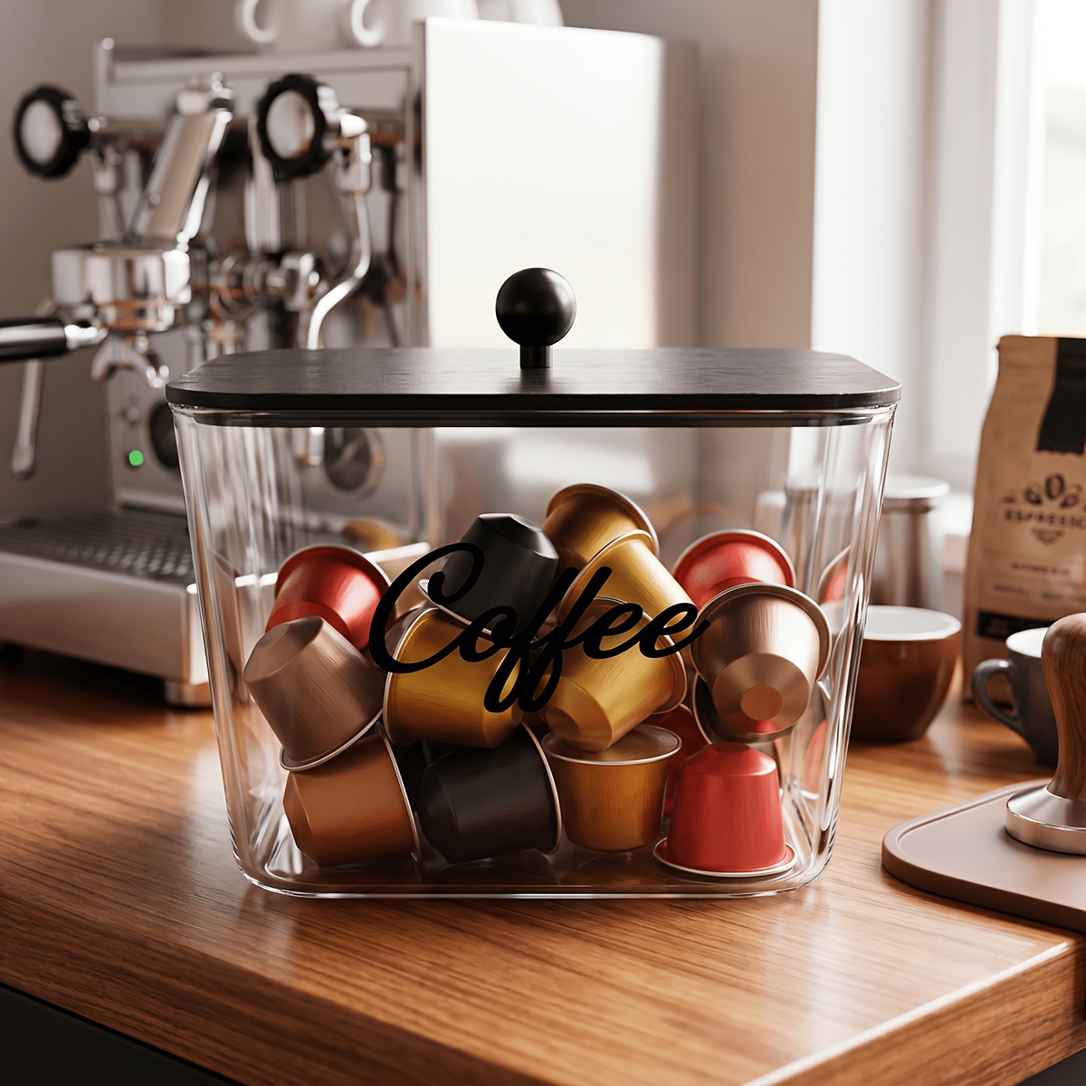 Coffee Equipment Rack - Tempat Penyimpanan Pod Kopi dengan Tutup,